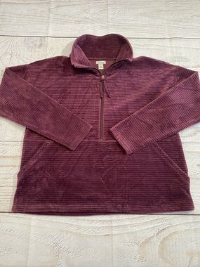 L.L. Bean Corduroy Half-Zip Pullover Plum petite Small